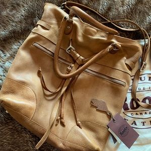 Roots Leather Long Beach Tote